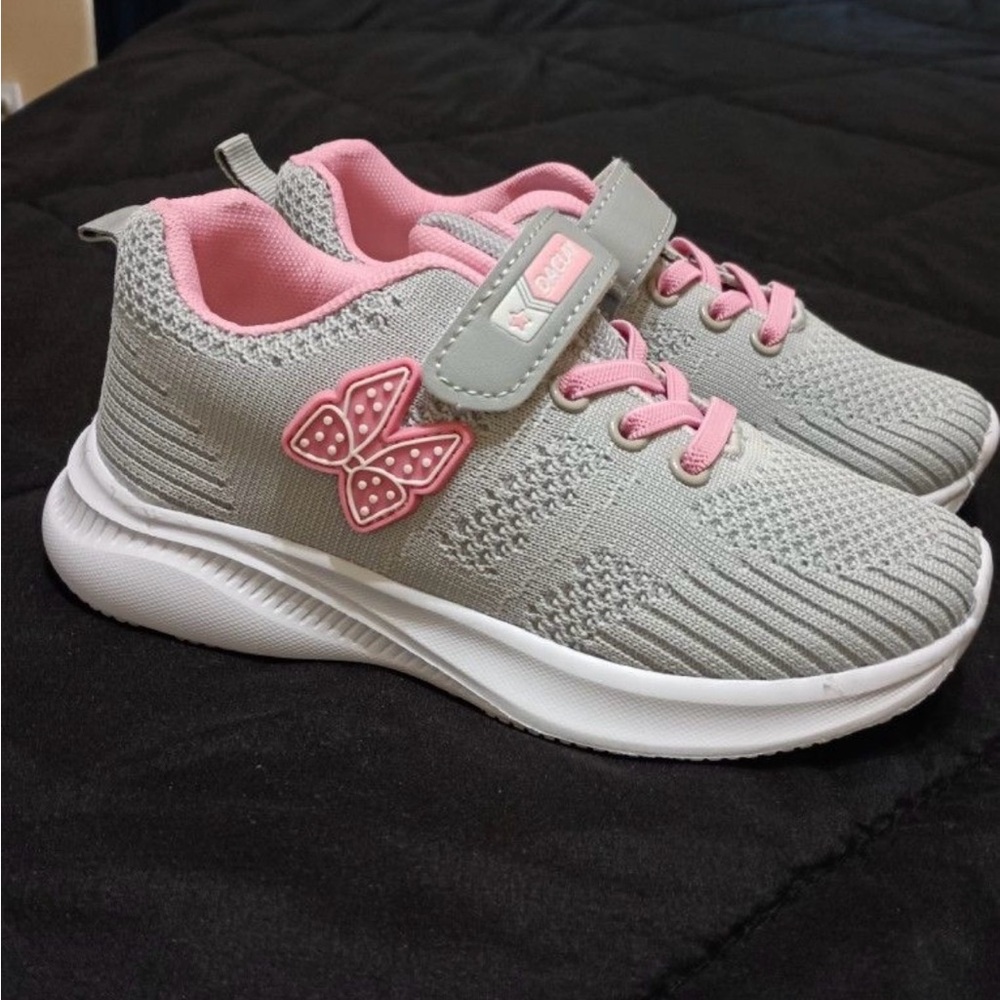 Kids Sneakers - Gray and Pink - Picture 2 of 3